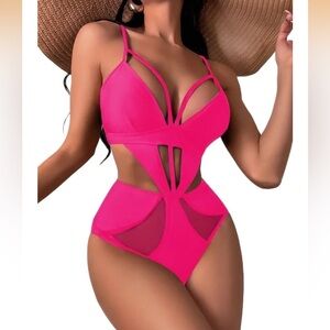 Hot Pink Cutout One-Piece Swimsuit
